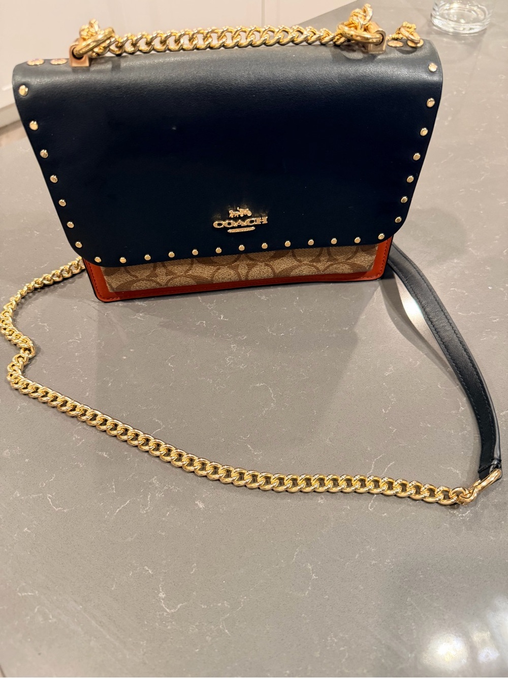 Coach Multi-Panel Crossbody with Gold Chain Trim - Picture 2 of 14